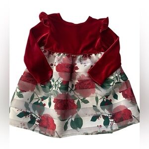 Red Floral Long Sleeve Dress